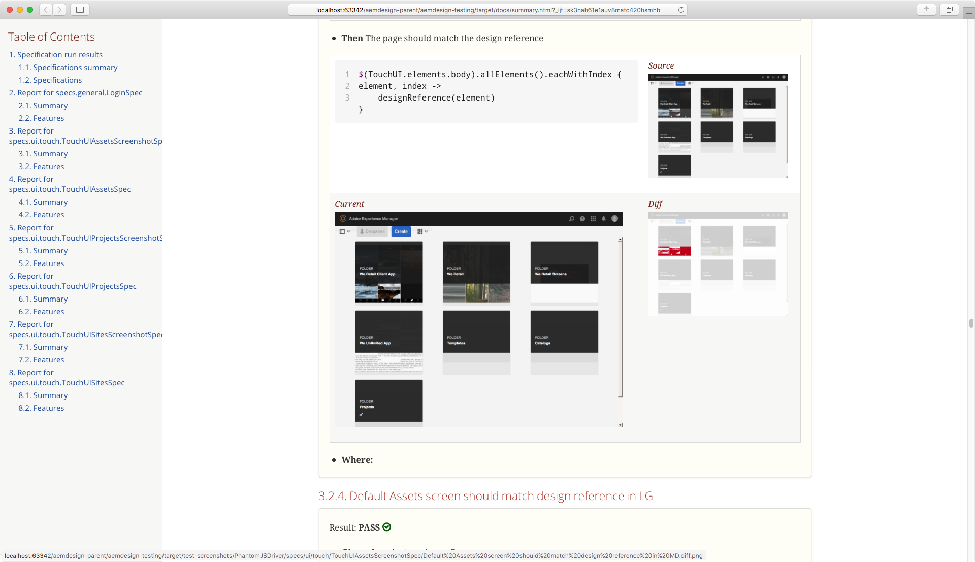 AEM Touch UI Diff MD PhantomJS