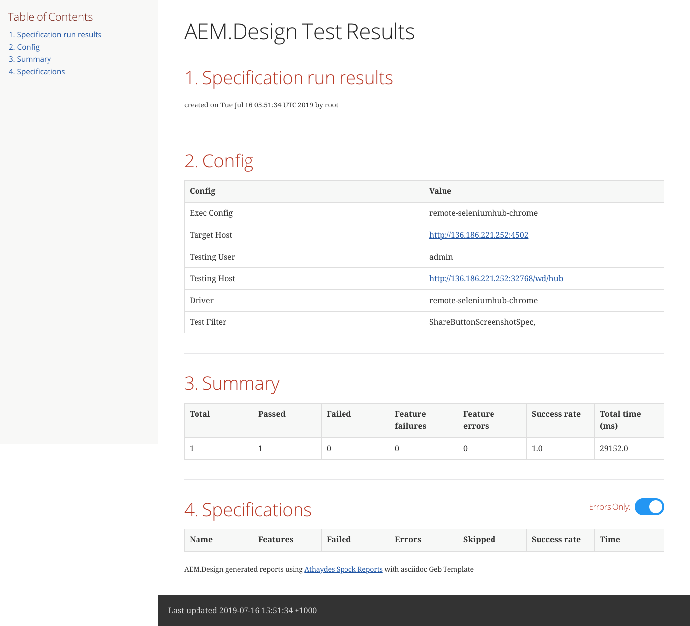 Automation Test Summary - Errors Only