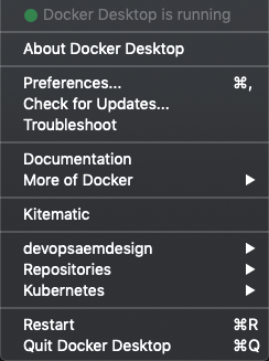 Docker Desktop Menu